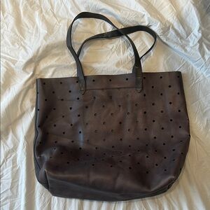 Madewell grey / black holepunch Perforated Tote Bag